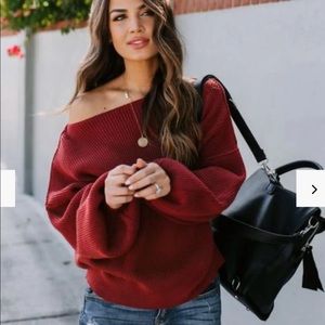 OFF THE SHOULDER RASPBERRY SWEATER